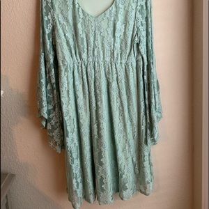 Sea green maternity knee length lace dress